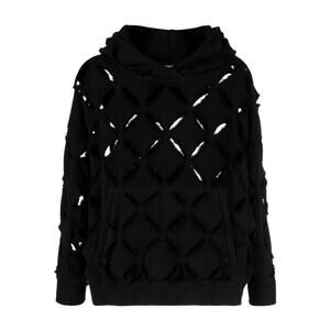 NWT Versace Oversize Sweater Hoodie IT 38 US 2 Cut Out Slashed Black $2,150